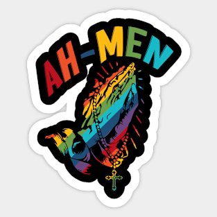 Ah Men Funny LGBT Gay Pride Christian Sticker